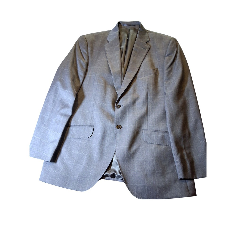 Charles Tyrwhitt Reda Super 110s Wool Slim Fit Blazer Blue Grey Windowpane 44R